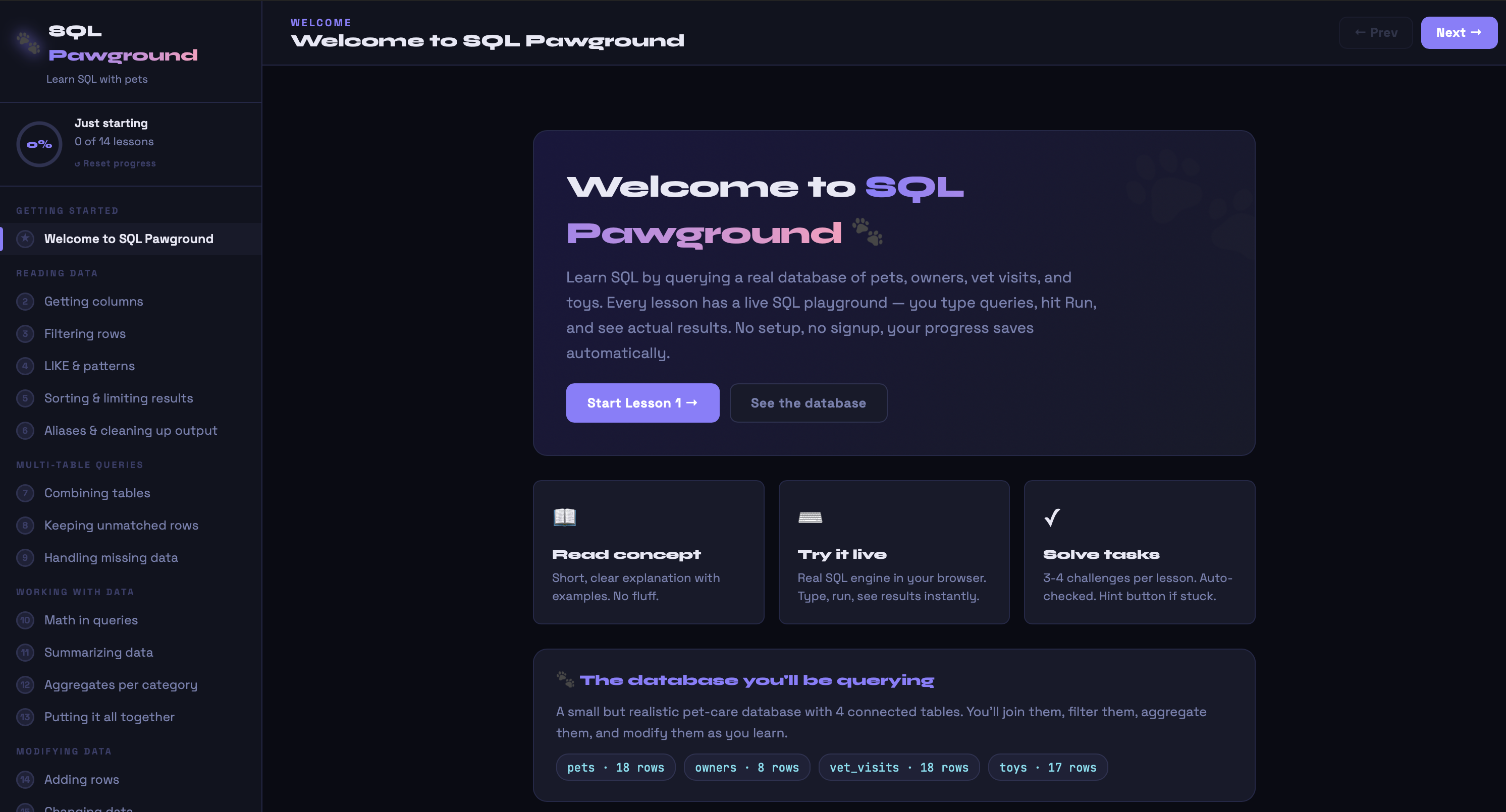 SQL Pawground screenshot